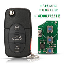 Bilchave 5pcs For Audi A2 A3 A4 A6 A8 TT Quattro FOB 3+1 Buttons 315MHz ID48 Chip Flip Smart Remote Car Key FCCID: 4D0837231E 2024 - buy cheap