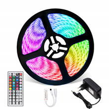 Tira de luces LED RGB resistente al agua, cinta Flexible con controlador y adaptador, 2835, 5M, 10M, DC12V, 12V 2024 - compra barato