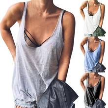 Women Casual Solid Color Sleeveless Low-cut Neck Loose Cotton Vest roupa de feminina 2024 - buy cheap