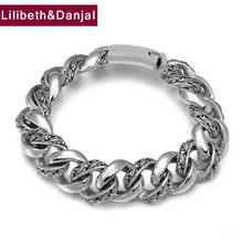 Pulsera de plata de ley 925 con hojas de flor de vid para hombre, brazalete con grabado Vintage, joyería fina, B8, novedad de 2020 2024 - compra barato