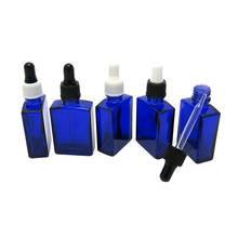 200pcs/lot 30ml Cobalt blue flat square liquid glass bottle with plastic dropper 1oz Empty glass dropper container 2024 - buy cheap