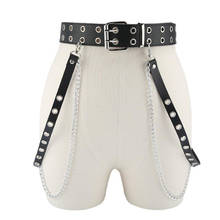 Women Adjustable Chain Belt Punk Hip-hop Belt With Chain Gothic Leather Waist Belt For Women Female Belt 2024 - buy cheap