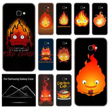 Caso de silicone macio bonito dos desenhos animados fogo calcifer para samsung galaxy j8 j6 j4 j2 pro 2018 núcleo j6 j7 prime j3 2016 j5 2017 ue j4plus 2024 - compre barato