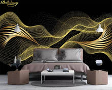 Beibehand-papel de parede 3d personalizado, luz criativa, luxo, folhas, linha, três dimensional, fundo de parede, pintura 2024 - compre barato