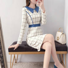 Tweed Midi Dress Office Ladies Work Wear Slim Long Sleeve Elegant Fashion Designer High Quality Woolen Dresses Women Plus Size 2024 - купить недорого