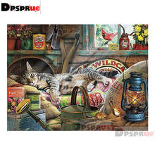 Dpsprue 5d Full DIY Square Diamond Painting Cross Stitch Sleep Cat 3d Round Embroidery Mosaic Resin Home Decor Gifts 2024 - buy cheap