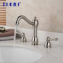JIENI Nickel Brush Bathroom Wash Basin Sink Tap Solid Brass Vessel 3 Pcs Dual Handles Bathtub Mixer Tap Faucet Swivel Spray Tap 2024 - buy cheap