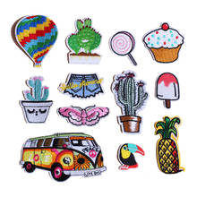 Butterfly Cactus Bus Bird Pineapple Iron on Patches Embroidery Applique Fabric Stickers DIY Decoration Patches for Jeans Bag 2024 - buy cheap