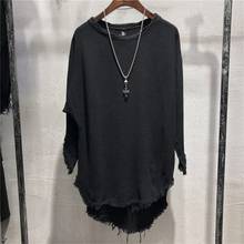 Harajuku Mens Summer Casual Cotton Linen T-shirt O Neck Half Sleeve Tassels Loose Fit Irregular Male Tees Tops Pullover T-shirts 2024 - buy cheap