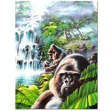 Pintura caseira com diamantes arte caseira chimpanzee 5d bricolagem bordado diamante completo quadrado redondo mosaico com strass a662 2024 - compre barato