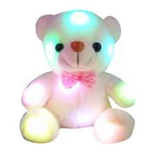 Peluche de oso de música con luz LED para niños, muñeco suave de peluche, cojín, almohada, oso de peluche blanco, regalo del Día de San Valentín 2024 - compra barato