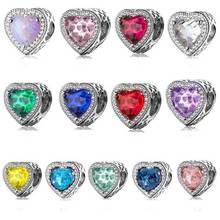 Colors Heart Radiant Charm 100% Real 925 Sterling Silver Heart Charm Fit Original Bracelet Diy Jewelry 2024 - buy cheap