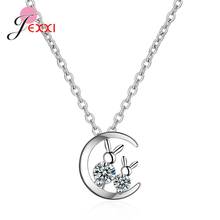 Cute Sweet 925 Sterling Silver Cubic Zirconia Rabbit Moon Necklace Pendant For Women Girl Fashion Trendy Jewelry Bijoux 2024 - buy cheap