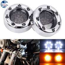 2x 1157 Chrome LED Turn Signal Lights Fire Ring Bullet Fit For Harley Touring Street Road Glide Softail Dyna Fat Bob Sportster 2024 - buy cheap