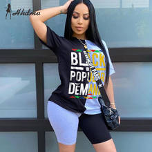 Hot Sale 2020 New Women O-Neck 2 Pieces Casual Letter Print Set Lady Fashion Color Matching Two Piece Set Top And Short Pants 2024 - buy cheap