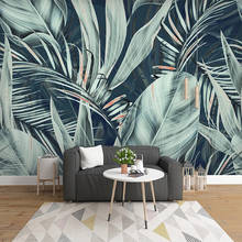 Papel de parede com foto personalizada, papel de parede para decoração caseira com folhas de floresta tropical pintadas à mão para quarto e sala de estar 2024 - compre barato