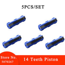 Juego de 5 unids/set de pistón de 14 dientes, fibra azul reforzada, acero completo para caja de cambios Airsoft, caza táctica 2024 - compra barato