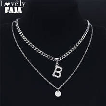 2PCS Letter B Double Layer Punk Stainless Steel Statement Necklace for Women/Men Jewelry colier personaliser 2021 NK74S03 2024 - buy cheap