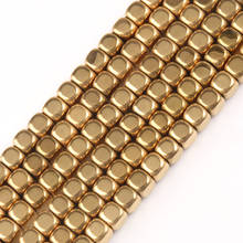 Color retention Rounded square Gold-plated Natural Stone Hematite Beads Round spacer Beads For Jewelry Making Diy Bracelet Neckl 2024 - buy cheap