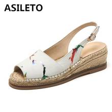 REAVE CAT 2021 Peep-toe Fashion Sandals Espadrille Genuine Leather Ladies Spring Autumn Women 5.5cm Wedged-heel Slingbacks Shoes 2024 - купить недорого