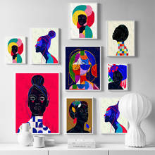 African Woman Colorful Canvas Painting Abstract Wall Art Posters and Prints Painting Scandinavian Art Pictures Room Decoration 2024 - buy cheap