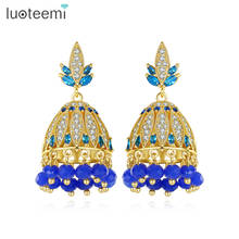 LUOTEEMI Blue Tassel Drop Earrings for Women Cubic Zircon Bohemian Style Fashion Boucle D'Oreille Femme Jewelry Christmas Gifts 2024 - buy cheap