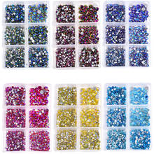 1200pcs Mix Sizes Non Hot Fix Rhinestones Set Flatback Crystal AB Nail Art Decorations стразы Strass for DIY Decoration A25 2024 - купить недорого