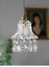 Francês retro single-head pequeno lustre de cristal de vidro de cabeceira da sala de jantar entrada bay lâmpada da janela 2024 - compre barato