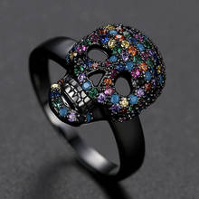 Zlxgirl jewelry mixed color mirco paved zircon skull bone shape punk men rings jewelry high quality copper party ring free shipp 2024 - buy cheap