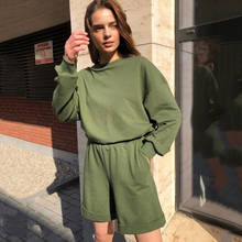 Summer Set Girl Outfit 2 Piece Set Women Streetwear Casual Hot Sexy Loose Shorts Set Long Sleeve Top Green Two-piece Suit Female 2024 - buy cheap