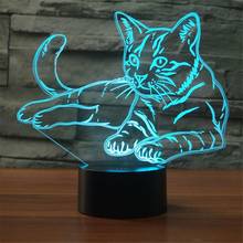 3D Cat Creative LED Night Light Decorative lamp 7 Colors Changing Touch Sensitive Switch Desk Light Optical Illusion Home Gift 2024 - buy cheap