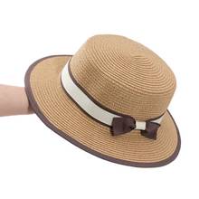 New Summer Women's Boater Beach Hat Wide side Female Casual Panama Hat Lady Classic Flat Bowknot Straw Sun Hat Women Fedora 2024 - buy cheap