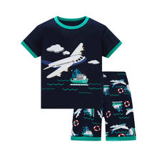 Conjunto de pijamas de verão infantis, pijama de algodão de manga curta para meninos, roupa de dormir com desenho para crianças, 2021 2024 - compre barato