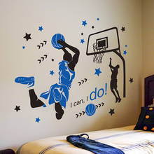 SHIJUEHEZI-pegatinas de pared deportivas para jugador de baloncesto, calcomanías de decoración Mural para habitaciones de niños y adolescentes, decoración del hogar 2024 - compra barato