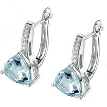 Fashion Charm blue Stones Heart Shape  silver Stud Earrings for Women Girl Trendy Elegant AAA Zircon Earring Jewelry Gift 2024 - buy cheap