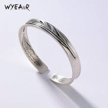 WYEAIIR Retro Thai Silver Fashion Feather Exquisite Wild 925 Sterling Silver Female Resizable Bangles 2024 - buy cheap