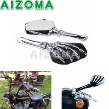 Espelho retrovisor para motocicleta, espelho retrovisor esqueleto, de mão, para harley sportster 883 dyna honda suzuki kawasaki 2024 - compre barato
