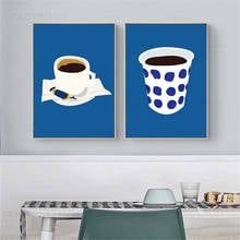 Coffee Cup Canvas Poster Print Paper Cup Kitchen Wall Art Painting Blue Posters Nordic Wall Pictures Living Room Home Decoration 2024 - buy cheap