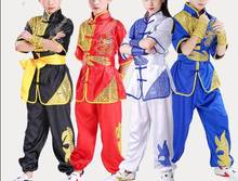 Ropa de competición para niños, uniformes de artes marciales, trajes de tai chi, dragón bordado, kung fu, wushu, Rosa/azul/negro 2024 - compra barato