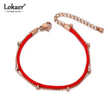 Lokaer Trendy Double Layer Stainless Steel Red Rope Good Lucky Bracelets For Women Girls Ethnic Chinese Bracelet Jewelry B19145 2024 - buy cheap