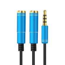 3.5mm jack fone de ouvido + microfone divisor de áudio banhado a ouro aux extensão macho para 2 fêmea adaptador cabo para computador pc microfone 2024 - compre barato