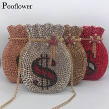 Poofinferior-bolsa de mão feminina luxuosa luuxry, bolsa de mão com strass para noite, festa de casamento, cristal zh374 2024 - compre barato