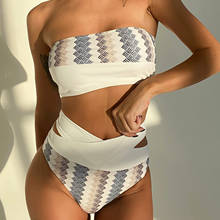 Moda feminina impressão sem mangas conjunto de biquíni tubo cintura alta duas peças conjunto maiô maiô praia wear tankinis 2024 - compre barato