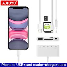 Ajiuyu-adaptador e conversor otg lightning dock usb, para apple iphone 11 pro max xs xr x 8 plus 7 6s se, áudio, 3.5mm, câmera, piano midi 2024 - compre barato