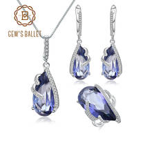 GEM'S BALLET 925 Sterling Silver Water Drop Earrings Ring Pendant Sets For Women Natural Iolite Blue Mystic Quartz Jewelry Set 2024 - buy cheap