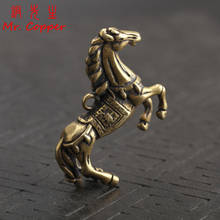 Copper Running Horse Miniatures Figurines Small Desk Ornaments Retro Brass Animal Home Decorations Metal Key Chains Pendants 2024 - buy cheap