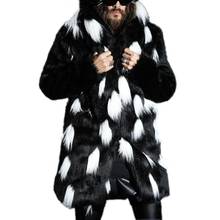 Men's Winter Parka Coat Long Sleeve Faux Fur Coat  Jacket With Hooded Warm Furry Overcoat Outwear 2024 - buy cheap