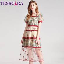 TESSCARA-vestido de lujo de malla bordada para mujer, traje de fiesta de boda de alta calidad, de diseñador Vintage, de encaje de noche 2024 - compra barato