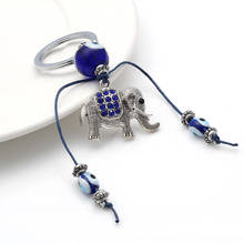 LLavero de elefante azul con forma de Animal para el coche, amuleto de cuentas de ojo malvado, decoración de la suerte, accesorios de joyería, 1 ud. 2024 - compra barato
