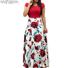 Vestidos Summer Short Sleeve Women Dress plus size New O-Neck Flower Print Long Dresses Female Fashion Plus Size Elegant Dress   2024 - buy cheap